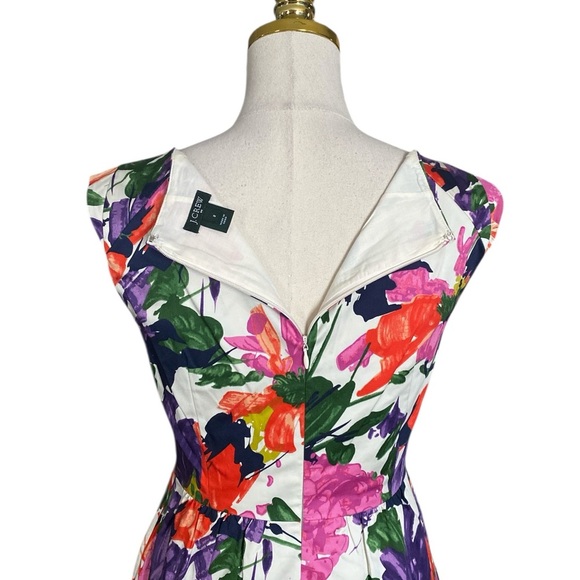 J.Crew Women’s Colorful Floral Cap Sleeves  A-Line Cotton Fitted Mini Dress Sz 2 - Picture 8 of 12